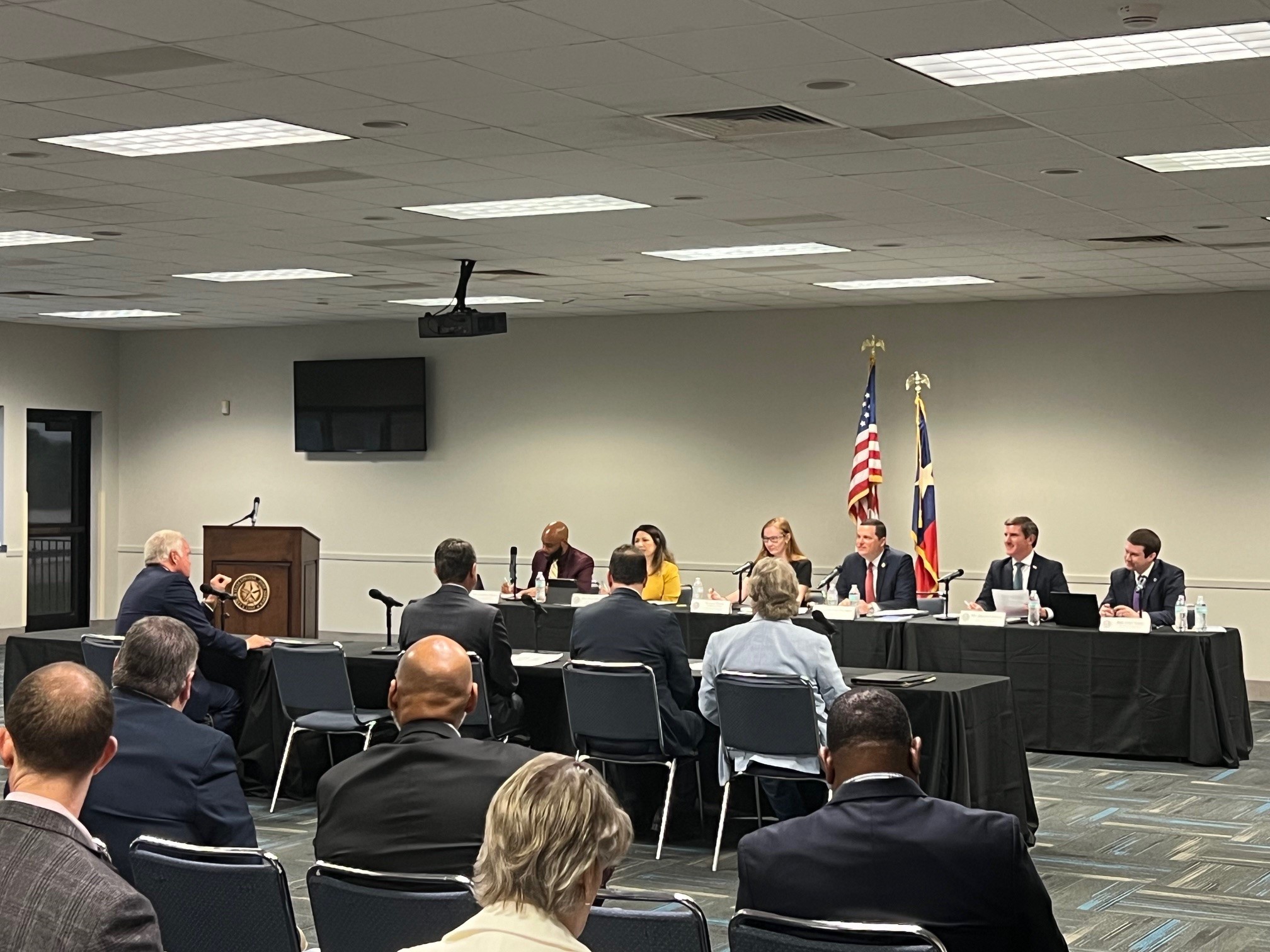 Commissioner Christian testifying before the House Select Committee on Protecting Texas LNG Exports at Lamar State College in Port Arthur, TX.