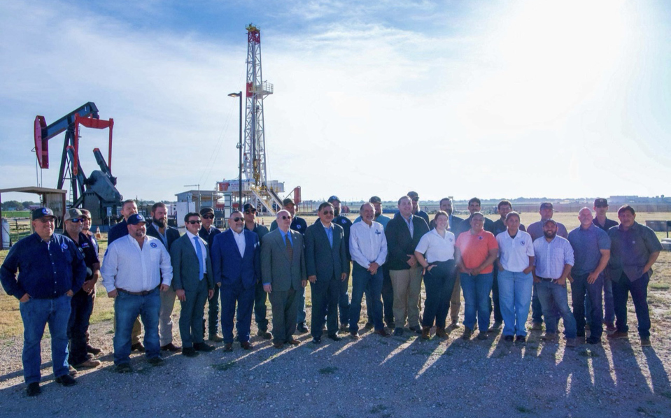 RRC leadership and staff stand alongside members of Texas Tech University’s Bob L. Herd Department of Petroleum Engineering at the launch of the RRC Field Inspector Training program held at the school's Oilfield Technology Center in Lubbock.