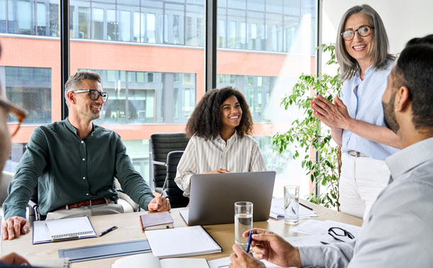 employees and Intern in office setting