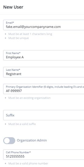 New User Example