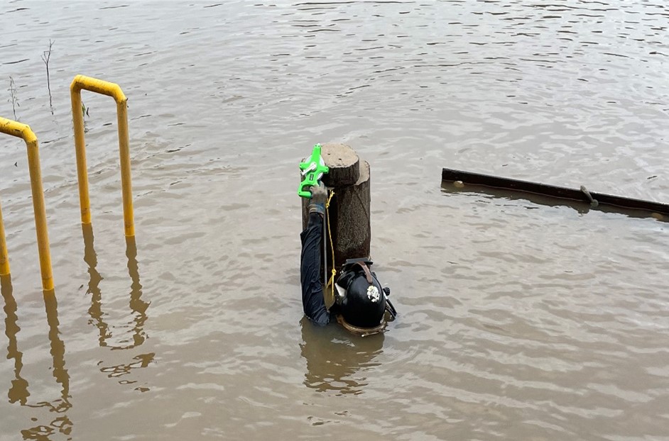 Diver working on surface casing